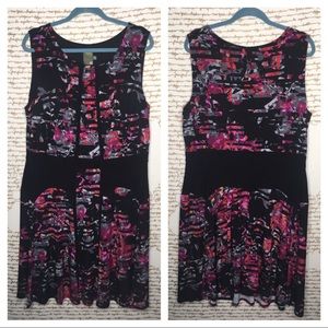 Taylor Woman Size 16w Black and Pink Floral Stretch Tank Dress Summer Business